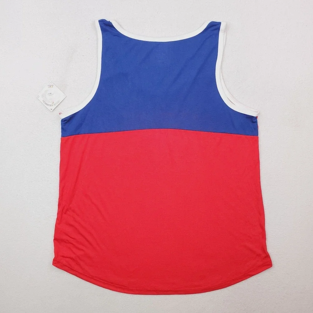 Texas Rangers Tank Top Womens XXL Blue Red Spellout Logo Shirt Baseball MLB NWT